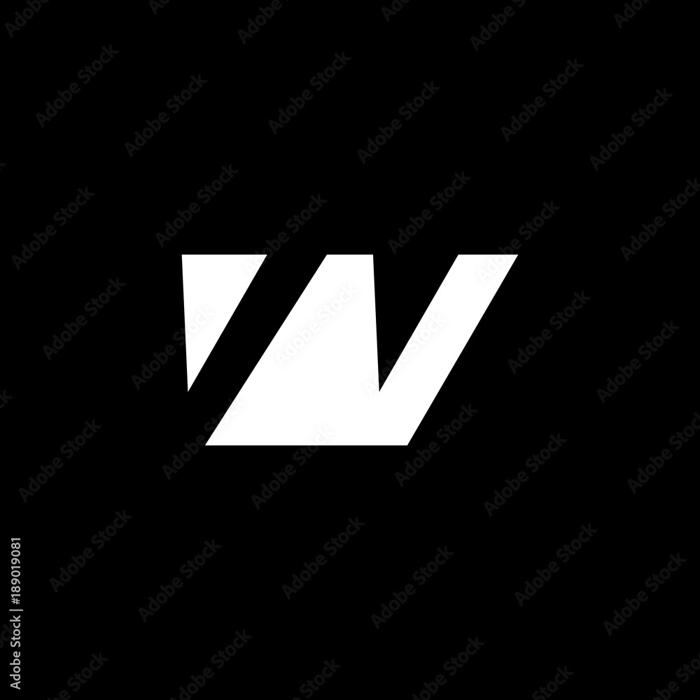 Initial letter VV, negative space logo, white on black background Initial letter VV, negative space logo, white on black background
