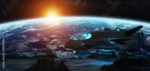 Fototapeta Naklejka Na Ścianę i Meble -  Astronauts exploring an asteroid 3D rendering elements of this image furnished by NASA