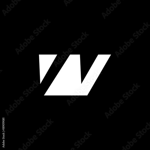 Initial letter VV, negative space logo, white on black background