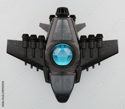 Fototapeta Naklejka Na Ścianę i Meble -  Futuristic spacecraft isolated on grey background 3D rendering