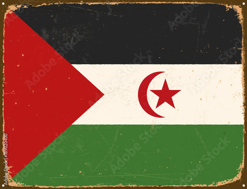 Vintage Metal Sign - Sudan Flag - Vector EPS10. Grunge scratches and stain effects can be easily removed for a cleaner look.
