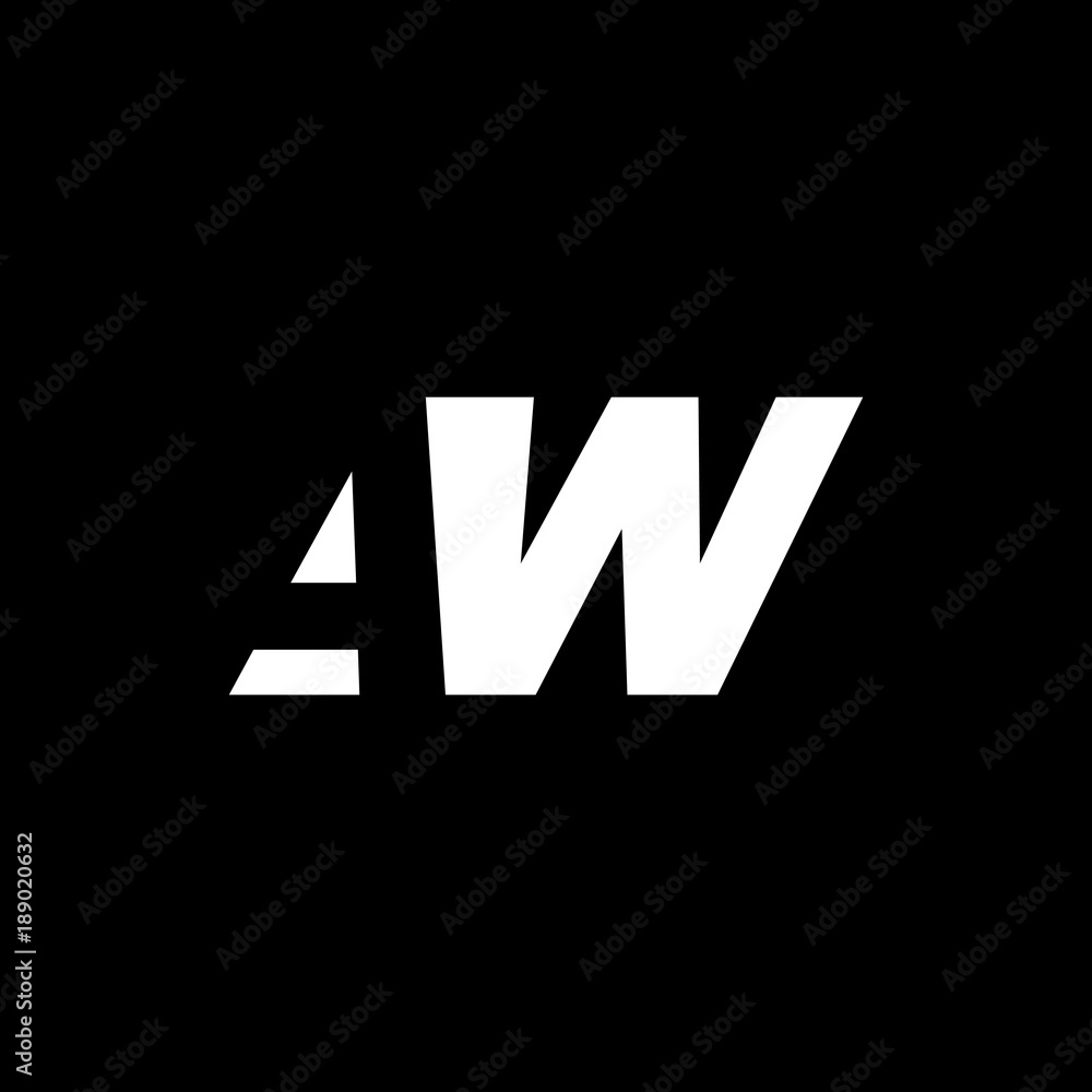 Initial letter AW, negative space logo, white on black background Initial letter AW, negative space logo, white on black background
