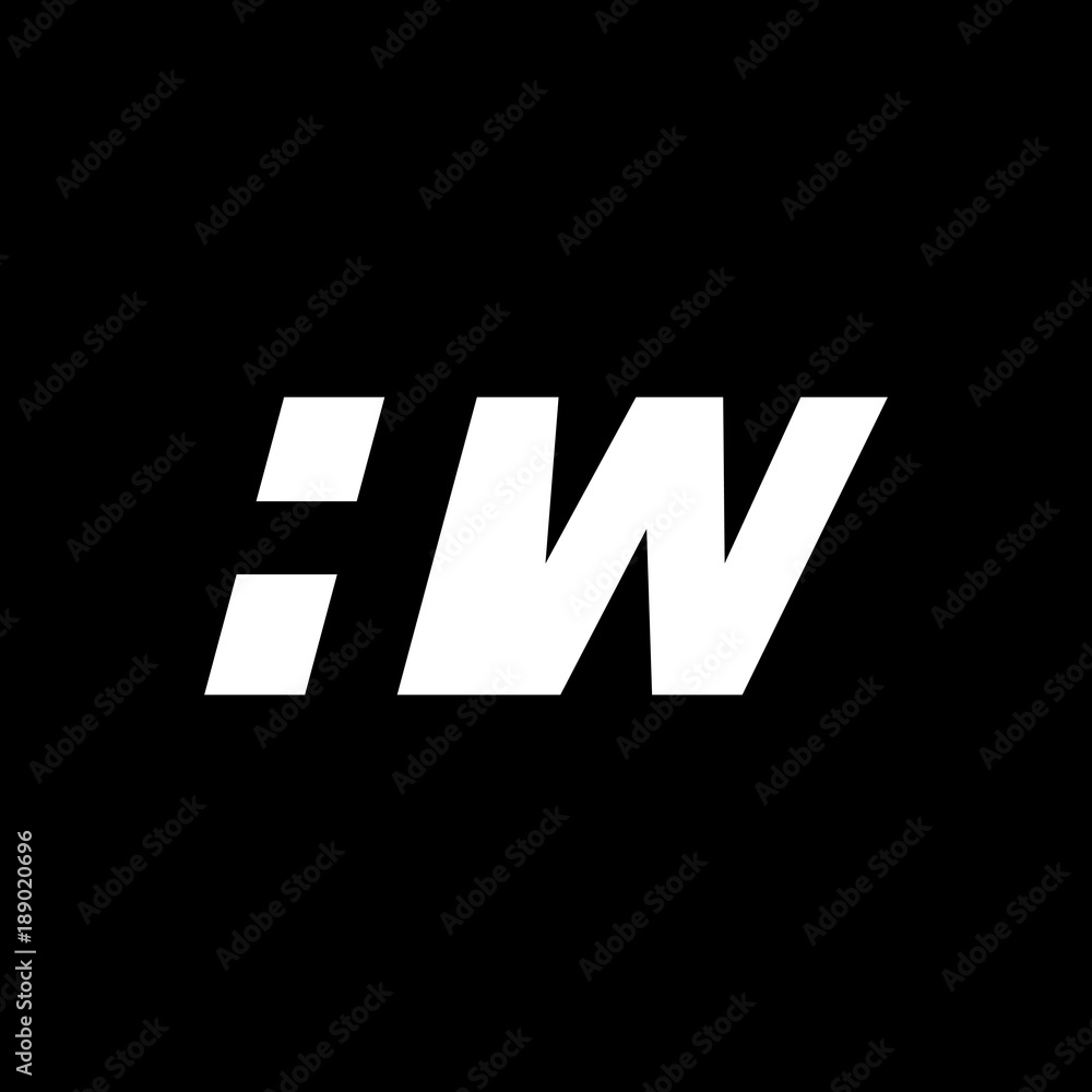 Initial letter HW, negative space logo, white on black background Initial letter HW, negative space logo, white on black background