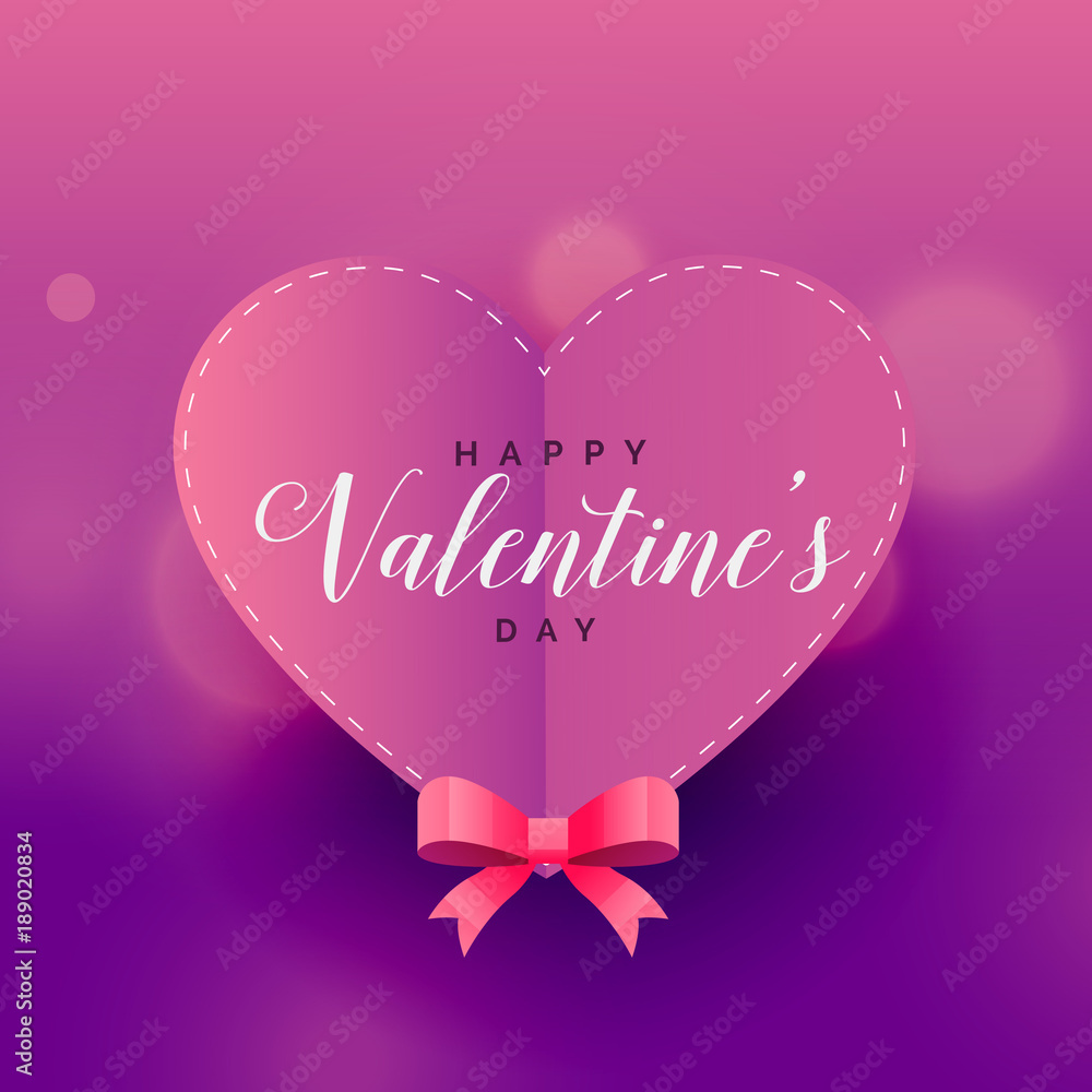 origami purple valentine's day heart love background