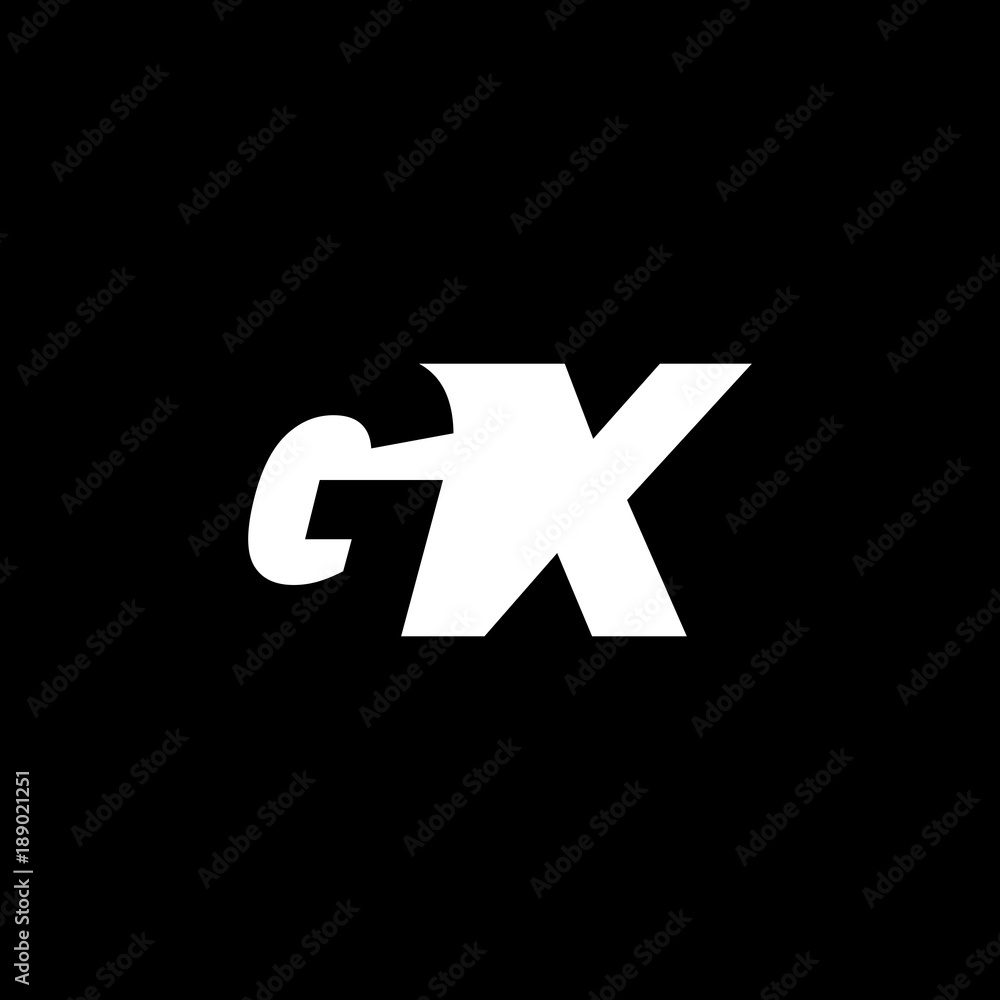 Initial letter GX, negative space logo, white on black background Initial letter GX, negative space logo, white on black background