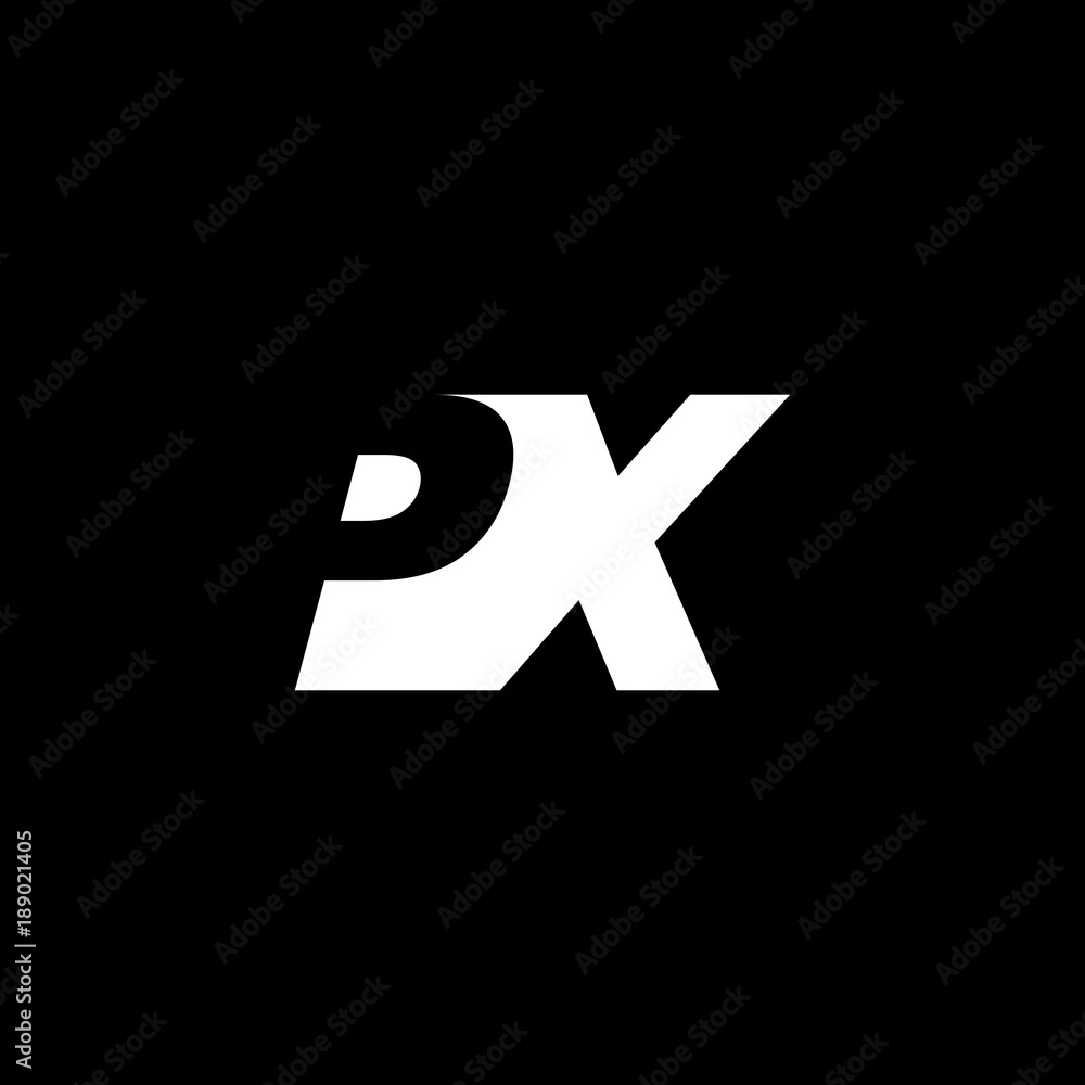 Initial letter PX, negative space logo, white on black background Initial letter PX, negative space logo, white on black background