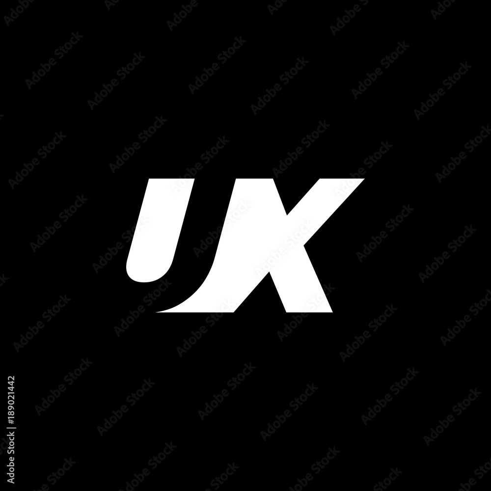 Initial letter UX, negative space logo, white on black background Initial letter UX, negative space logo, white on black background