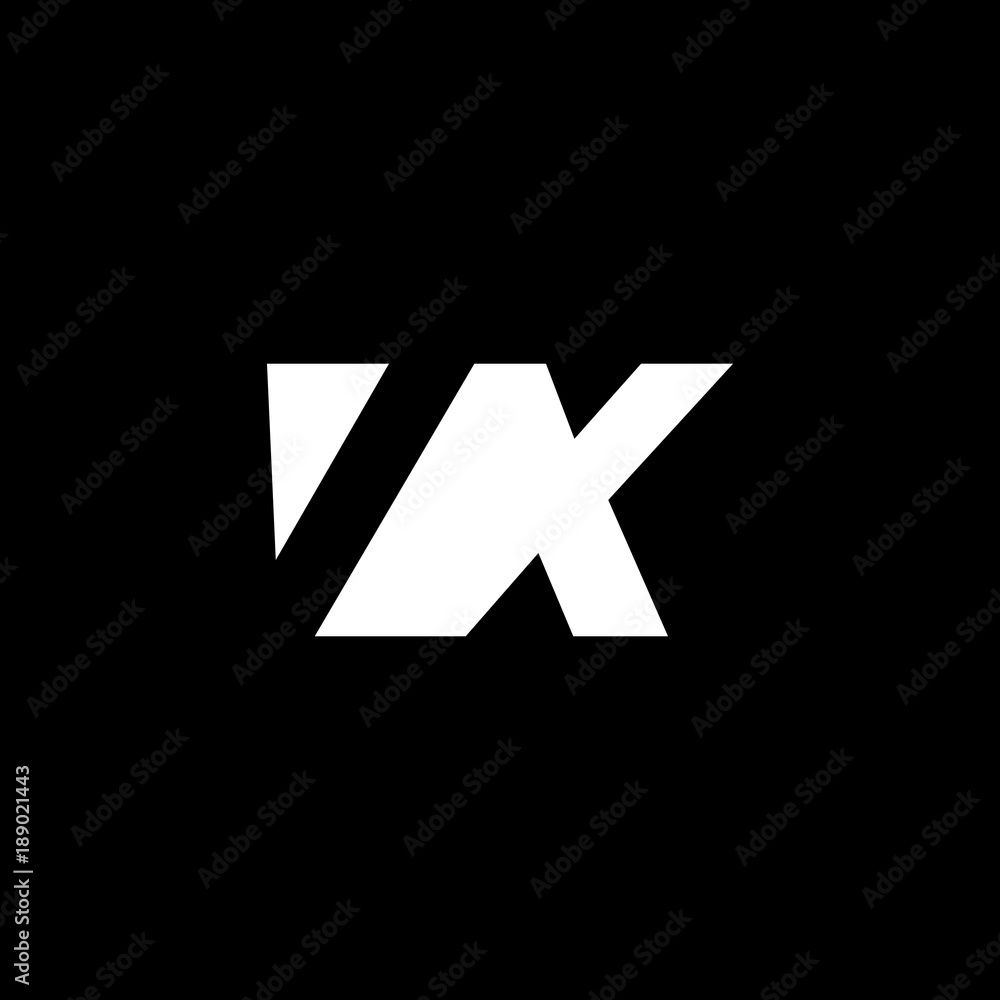Initial letter VX, negative space logo, white on black background Initial letter VX, negative space logo, white on black background
