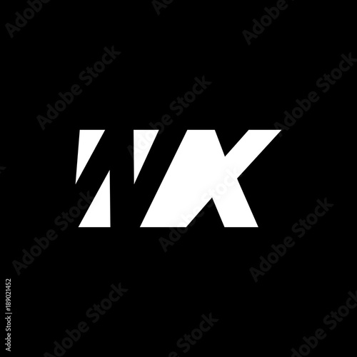 Initial letter WX, negative space logo, white on black background