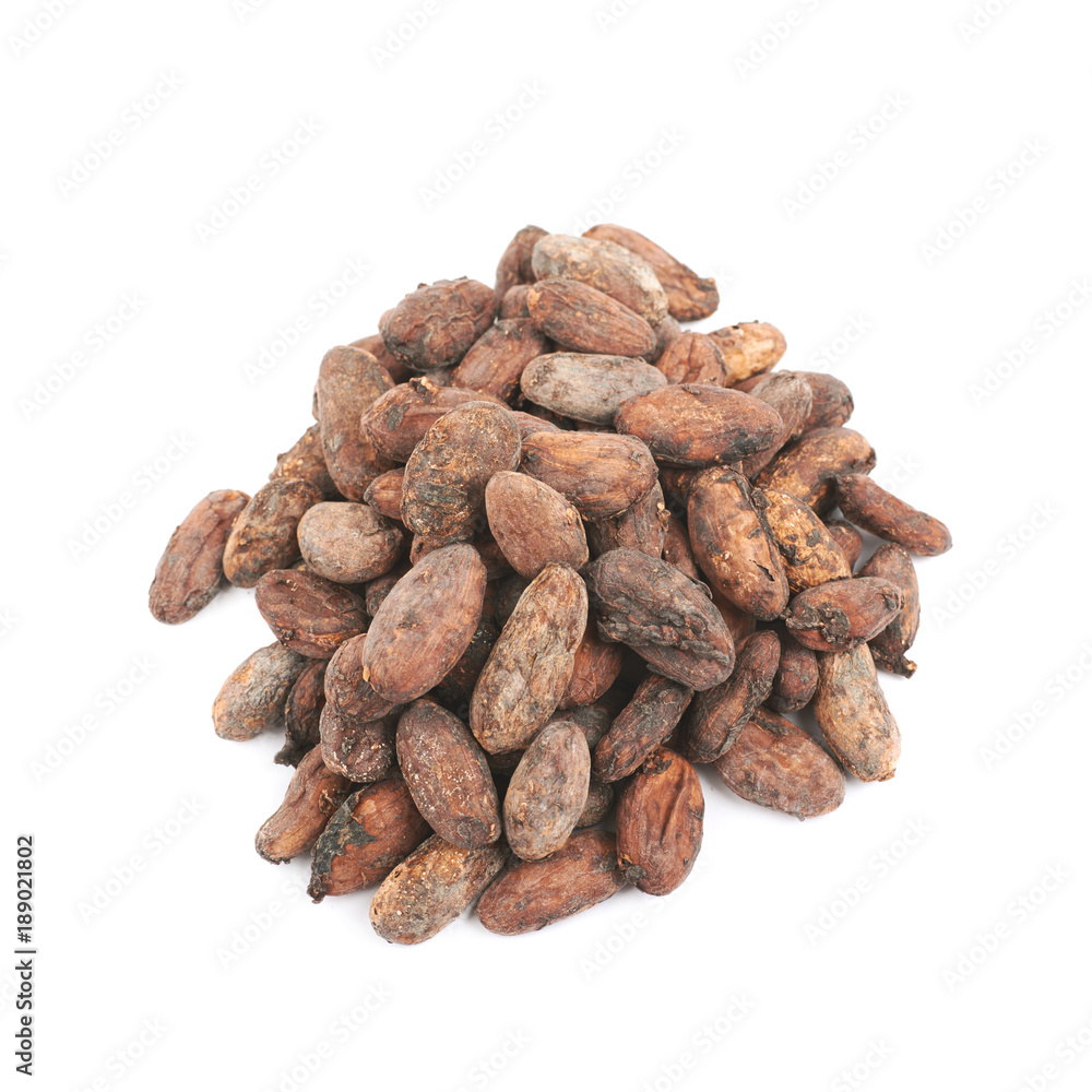 Pile of cocoa beans isolated Pile of cocoa beans isolated