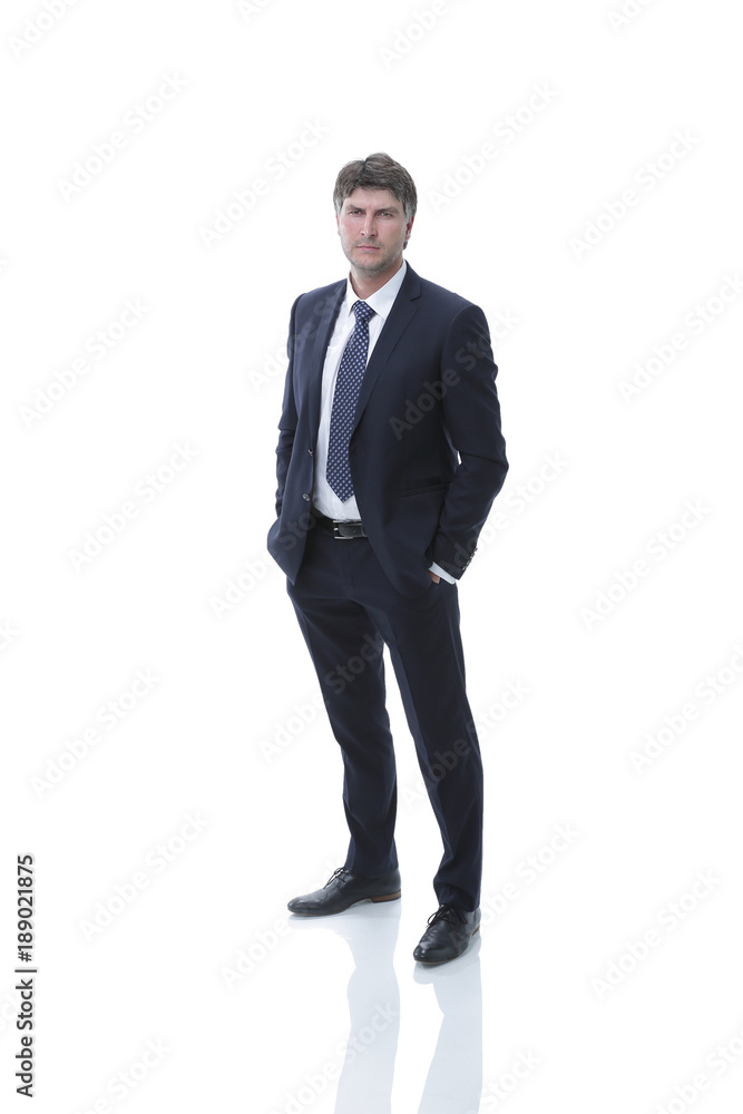 In full growth. Confident serious business leader. In full growth. Confident serious business leader.