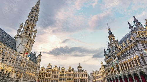 Brussels city skyline timelapse at Grand Place, Brussels, Belgium 4K Time lapse photo