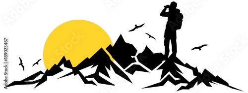 Silhouette Berge Wanderer