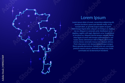 Map Los Angeles from the contours network blue, luminous space stars for banner, poster, greeting card, of vector illustration
