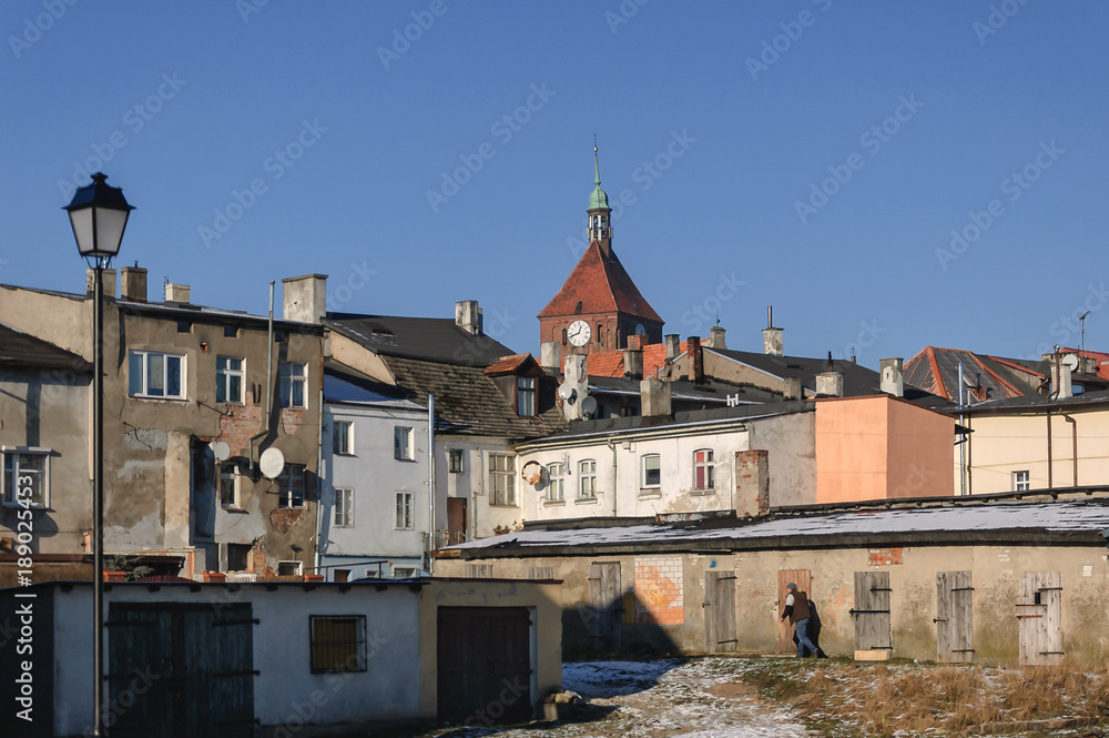 CITYSCAPE - Old town houses Darłowo from the back