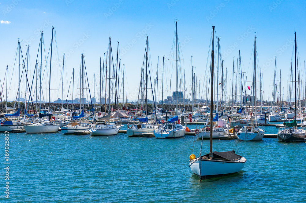 Yachts and boats on moorage