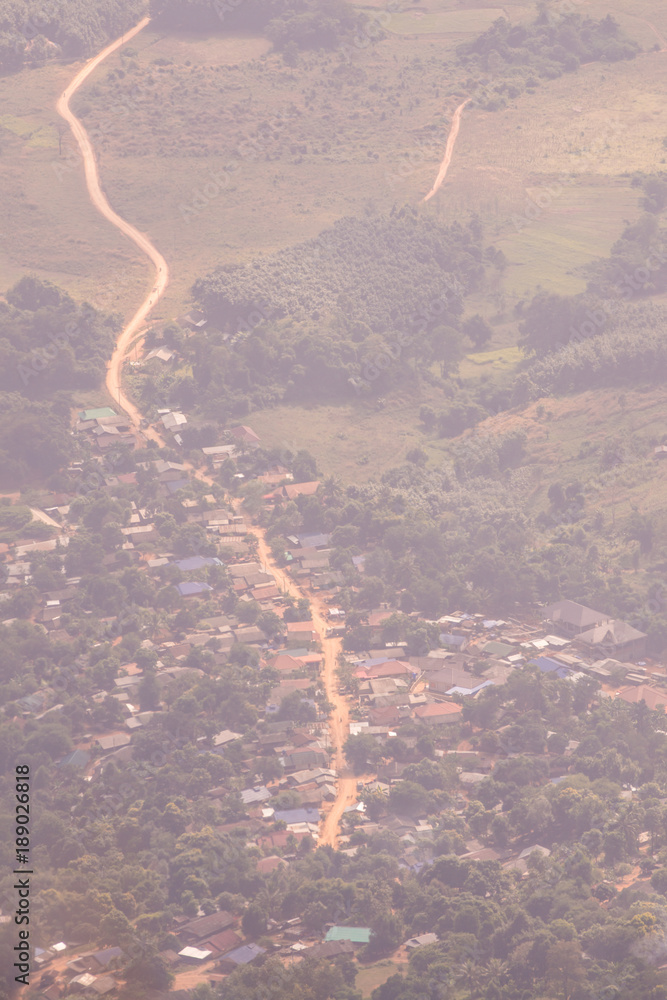 Fototapeta Top View of Country Village at Phu Chi Fa View Point