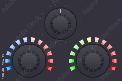 Black round buttons. Volume or speed selector