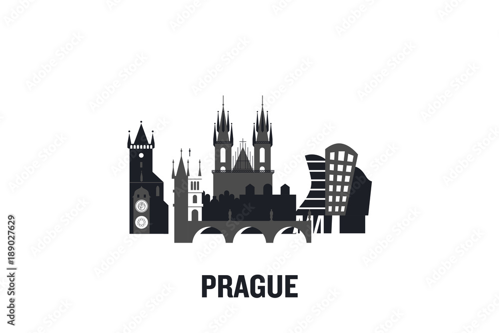 Prague art design concept. Flat vector illustration.	