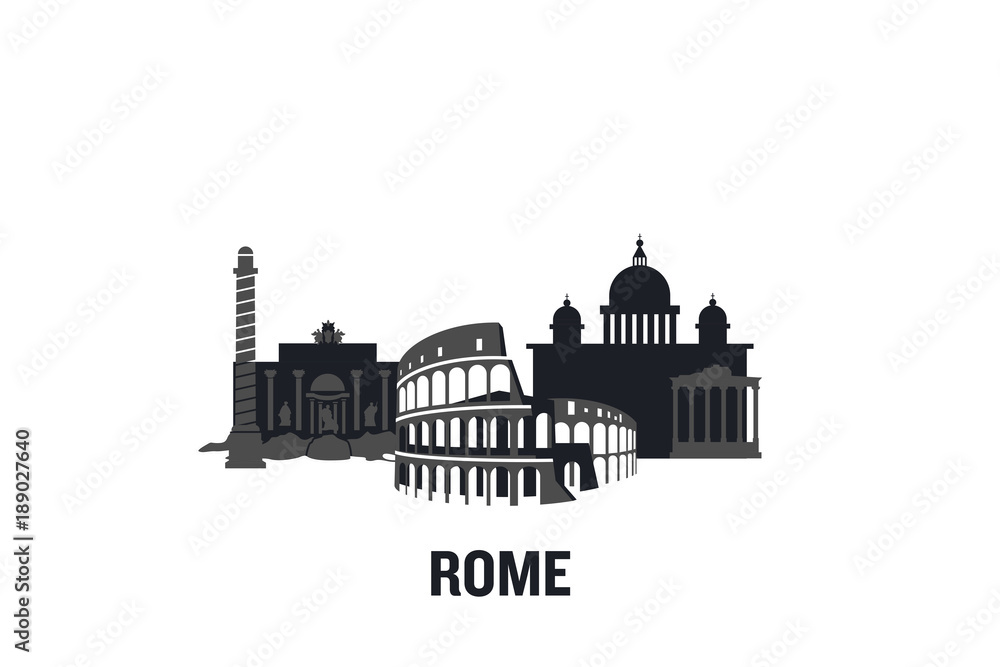 Skyline illustration of Rome. Flat vector design.