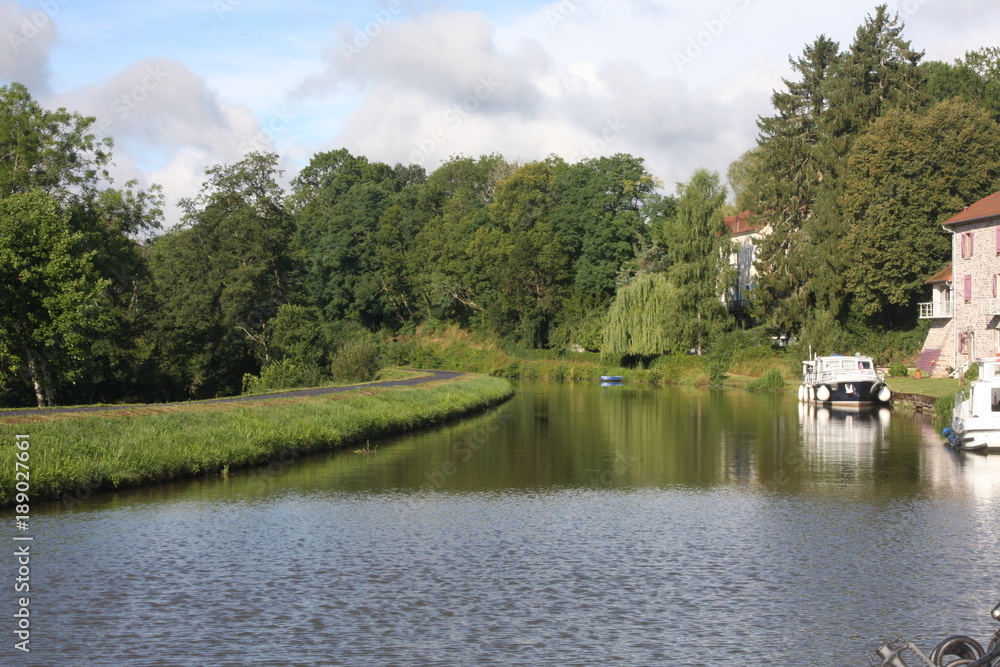 Pleasure boats on the Canal des Vosges, France