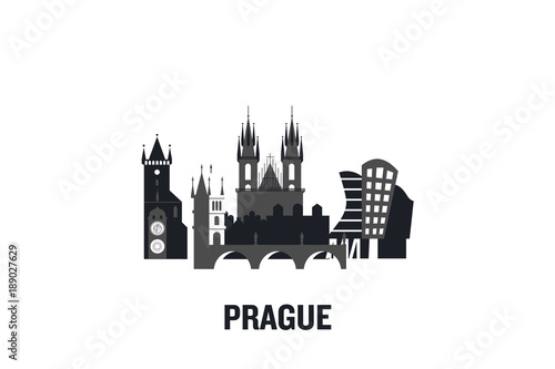 Prague art design concept. Flat vector illustration. 