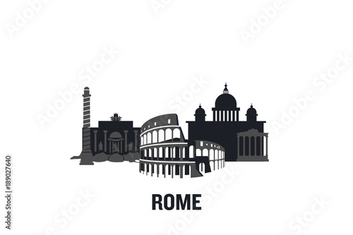 Skyline illustration of Rome. Flat vector design.