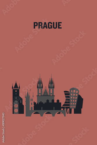 Prague art design concept. Flat vector illustration.	
