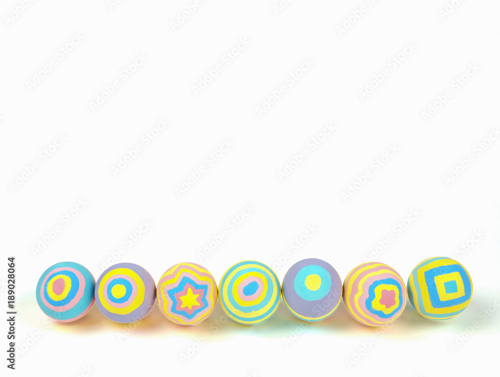 Painted easter eggs isolated on white background with clipping path, concept for Easter Painted easter eggs isolated on white background with clipping path, concept for Easter
