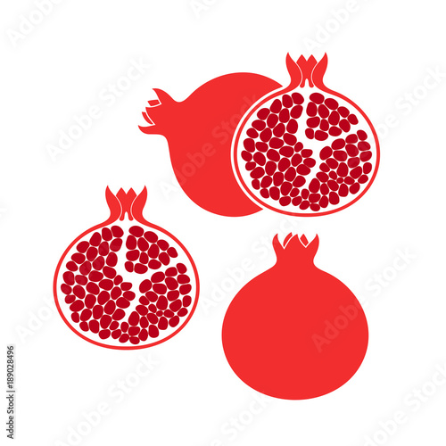 Pomegranate set. Logo. Isolated pomegranate on white background