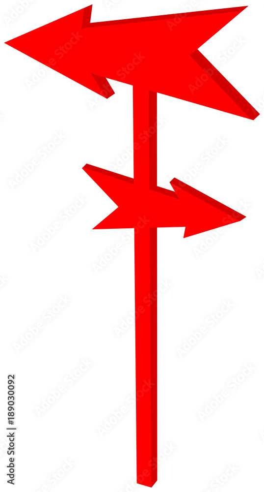 Fototapeta premium road sign with pointed red arrowhead - 3D Illustration