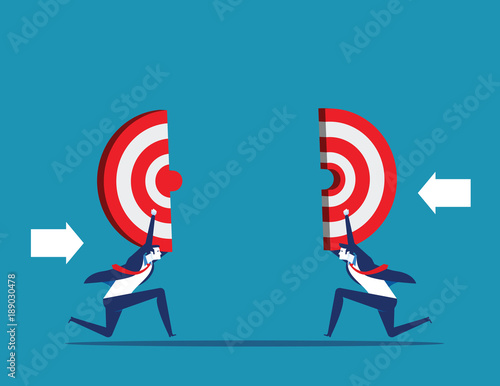 Business holding target. Teamwork to reach success. Concept business vector illustration.
