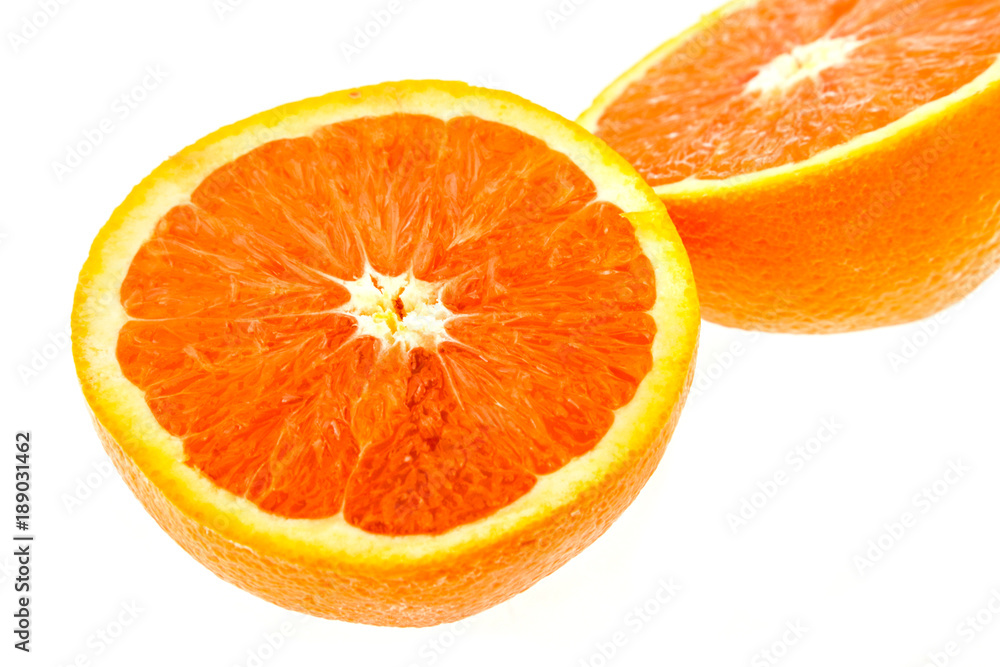 Close up of fresh sunkist orange isolated on white background Close up of fresh sunkist orange isolated on white background