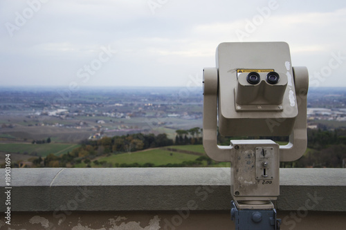 Coin Operated Binocular viewer spying the city from the high position