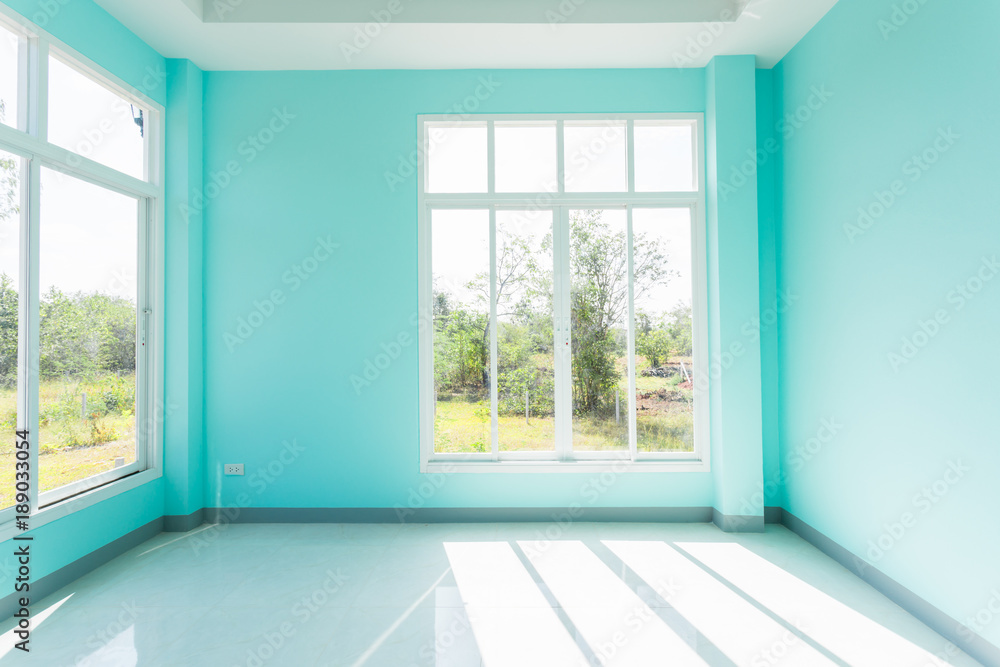 Obraz premium Industry under construction Building home empty Room interior window and door black aluminum on wall