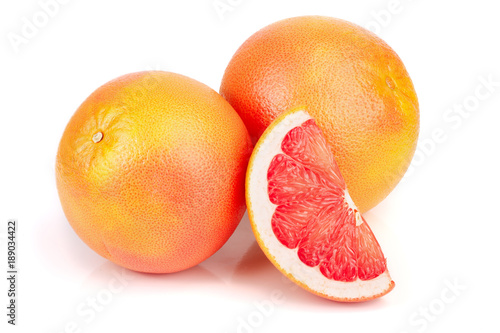 grapefruit and slices isolated on white background