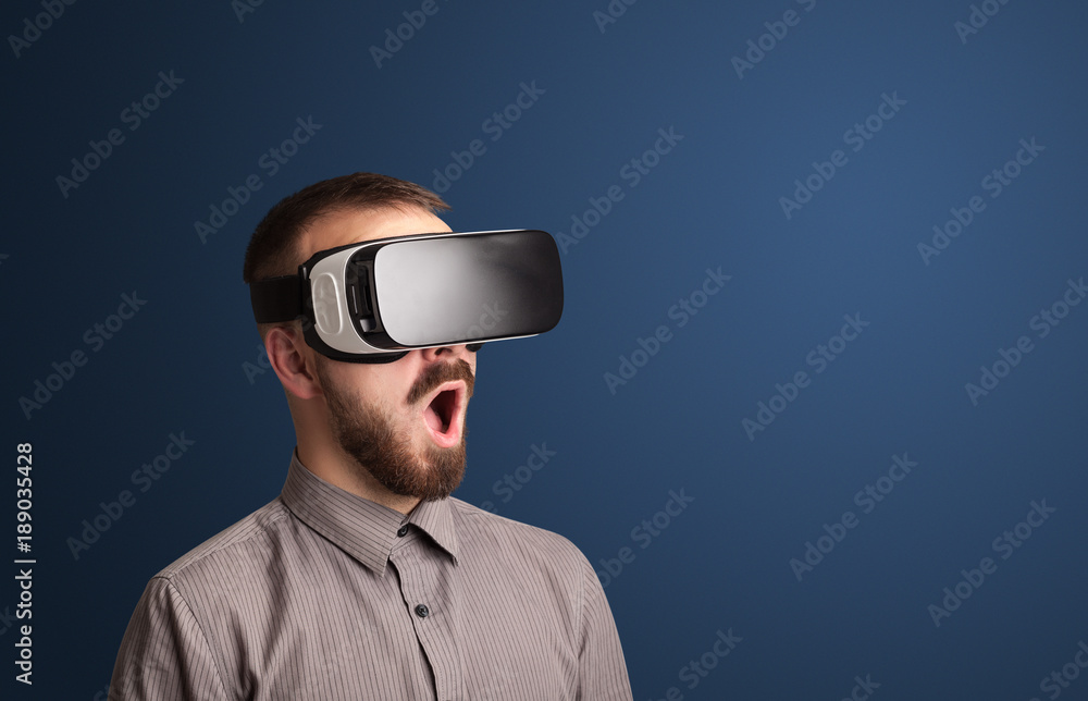 Businessman with virtual reality goggles Businessman with virtual reality goggles