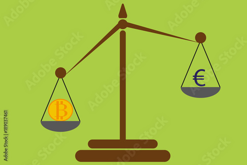 Weigher with bitcoin and euro