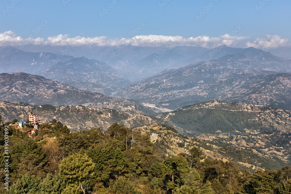 Nagarkot, Nepal, View on the Himalayan Mountain Range