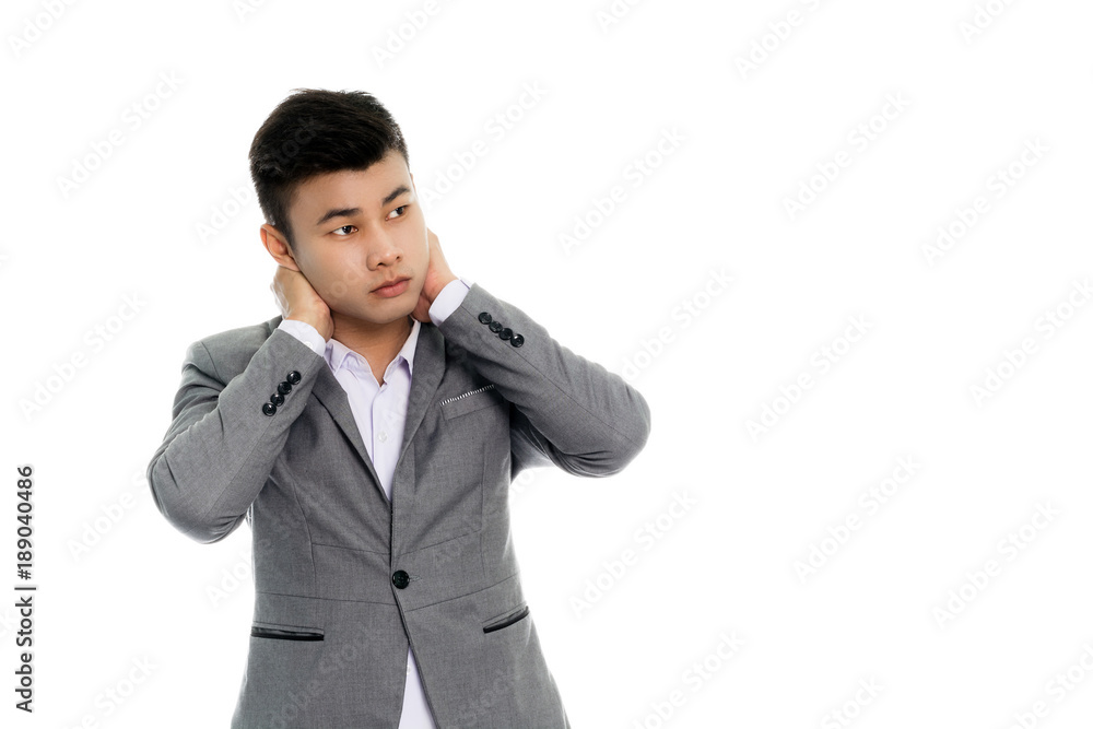Portrait of a business man is relaxing. Isolated on white background Portrait of a business man is relaxing. Isolated on white background