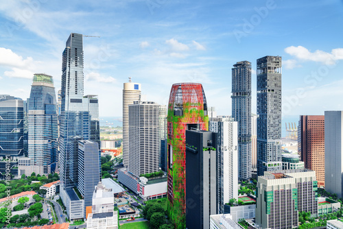 Photography Fantastic view of skyscrapers in Singapore. Summer cityscape