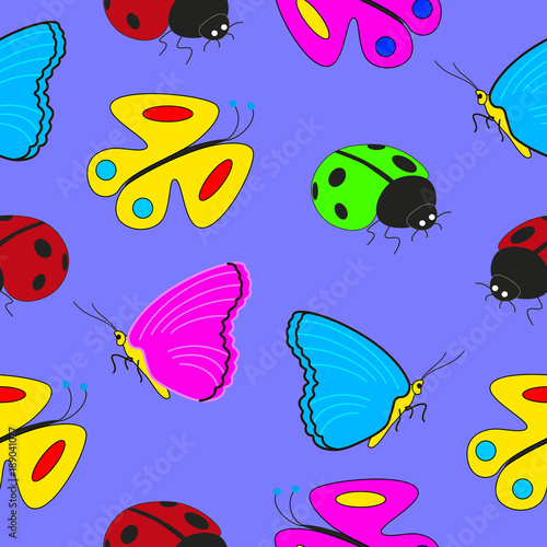 Cartoon seamless texture units insects.