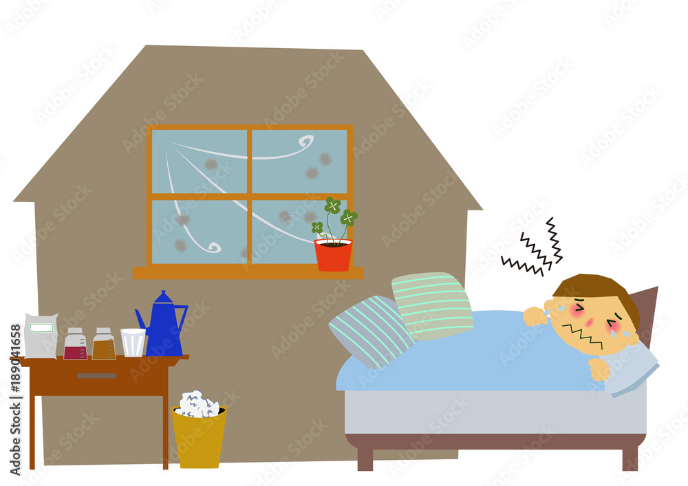 風邪 インフルエンザのイメージイラスト 木枯らし 乾燥 Stock Vector Adobe Stock