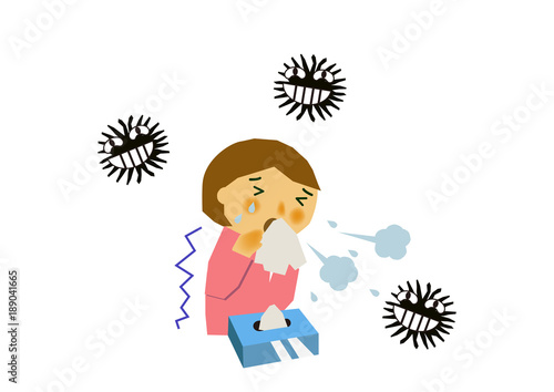 風邪、インフルエンザの病原菌のイメージ。