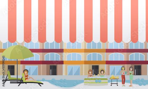 Spa hotel concept vector flat illustration