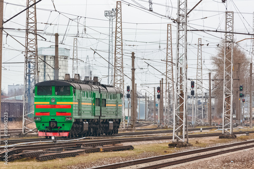 Green diesel locomotive