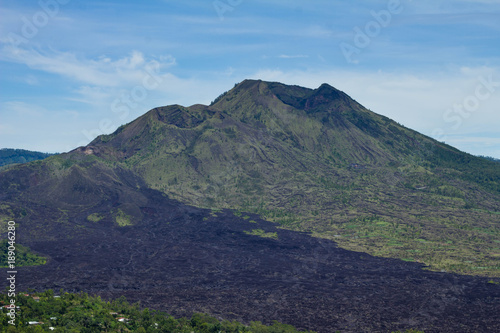 View of beautiful active volcano Batur in Bali, Indonesia