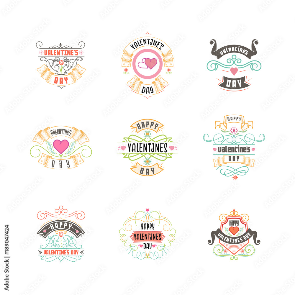 Happy Valentine's day set. Hand Drawing Vector Lettering design. Can be used for posters, postcards, prints on clothes.