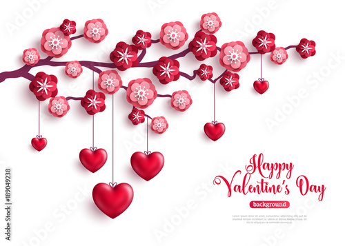 Valentine concept with flowers and hearts