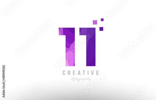 Pink number logo 11 with squares